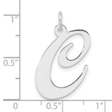 Sterling Silver Initial C Pendant, Polished Script Letter Charm for Necklace or Bracelet