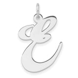 Sterling Silver Pendant, Cursive Script Letter E Charm, Monogram Jewelry for Women