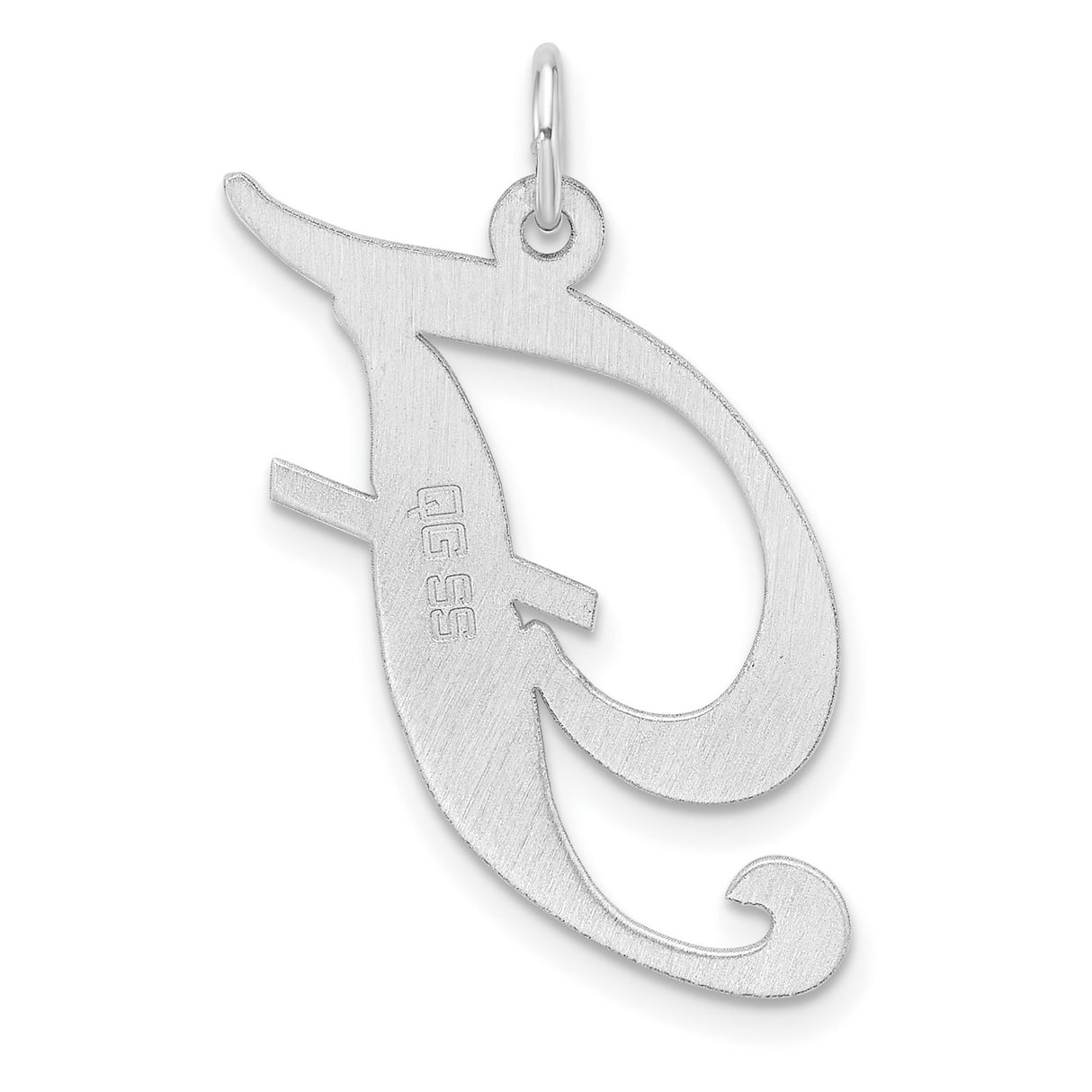 Sterling Silver F Pendant, Script Initial Charm with Polished Finish for Women