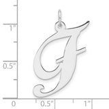 Sterling Silver F Pendant, Script Initial Charm with Polished Finish for Women
