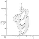 Sterling Silver Script Initial Pendant, Letter G Charm in Cursive Font for Women or Unisex Wear