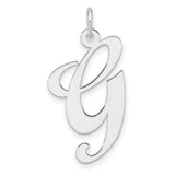 Sterling Silver Script Initial Pendant, Letter G Charm in Cursive Font for Women or Unisex Wear