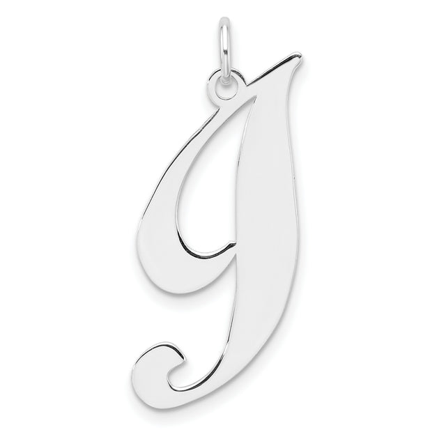 Sterling Silver Initial J Pendant, Cursive Script Alphabet Letter Charm for Women or Unisex