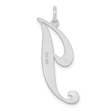Sterling Silver Script Initial J Pendant with Polished Finish, Personalized Letter Charm