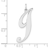 Sterling Silver Script Initial J Pendant with Polished Finish, Personalized Letter Charm