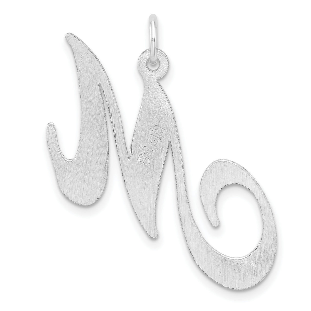 Sterling Silver M Pendant, Flowing Script Letter Charm, Dainty Alphabet Jewelry