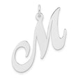 Sterling Silver M Pendant, Flowing Script Letter Charm, Dainty Alphabet Jewelry