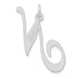 Sterling Silver Letter N Pendant Charm, Script Initial Monogram Jewelry for Women or Unisex Style