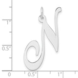 Sterling Silver Letter N Pendant Charm, Script Initial Monogram Jewelry for Women or Unisex Style