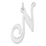 Sterling Silver Letter N Pendant Charm, Script Initial Monogram Jewelry for Women or Unisex Style
