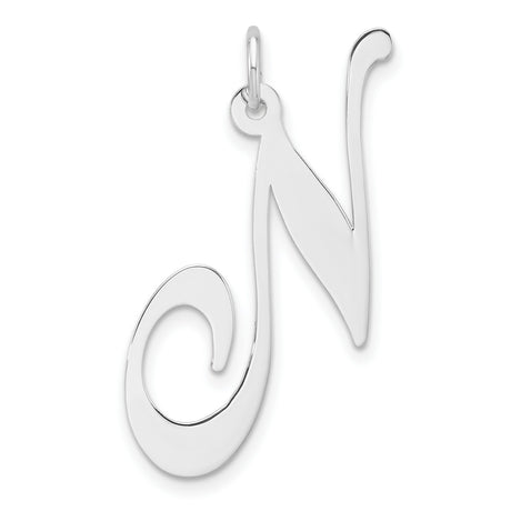 Sterling Silver Letter N Pendant Charm, Script Initial Monogram Jewelry for Women or Unisex Style