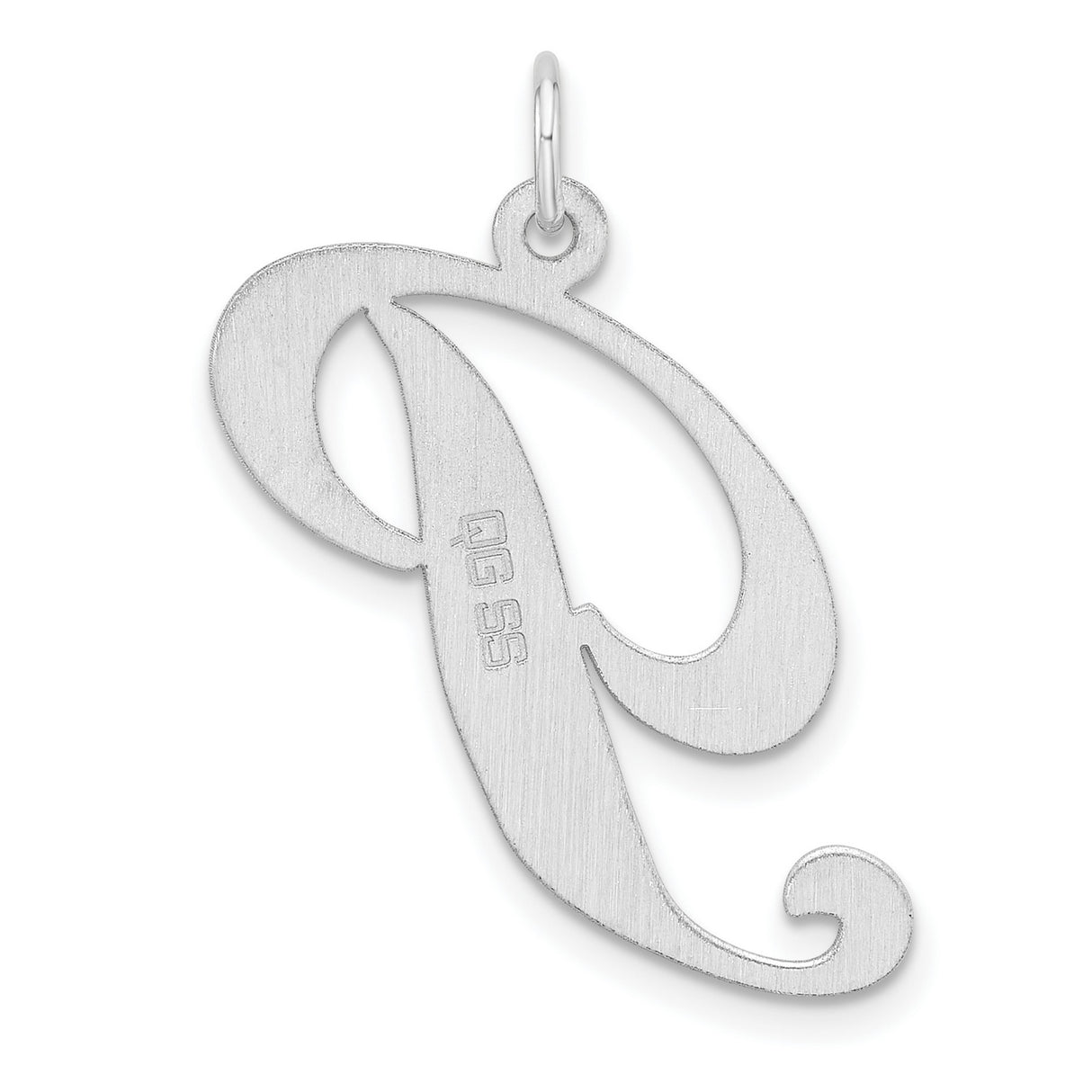 Sterling Silver Pendant, Script Initial P, Polished Cursive Letter Charm for Women