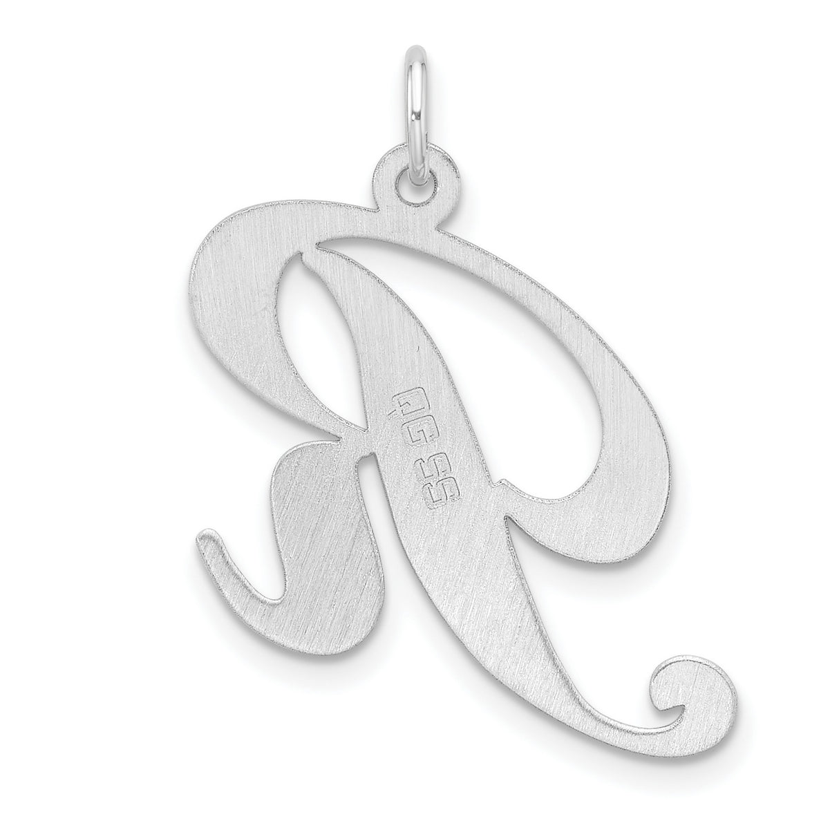 Sterling Silver Script Letter R Pendant, Polished Cursive Initial Charm for Women or Unisex Wear