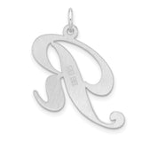 Sterling Silver Script Letter R Pendant, Polished Cursive Initial Charm for Women or Unisex Wear