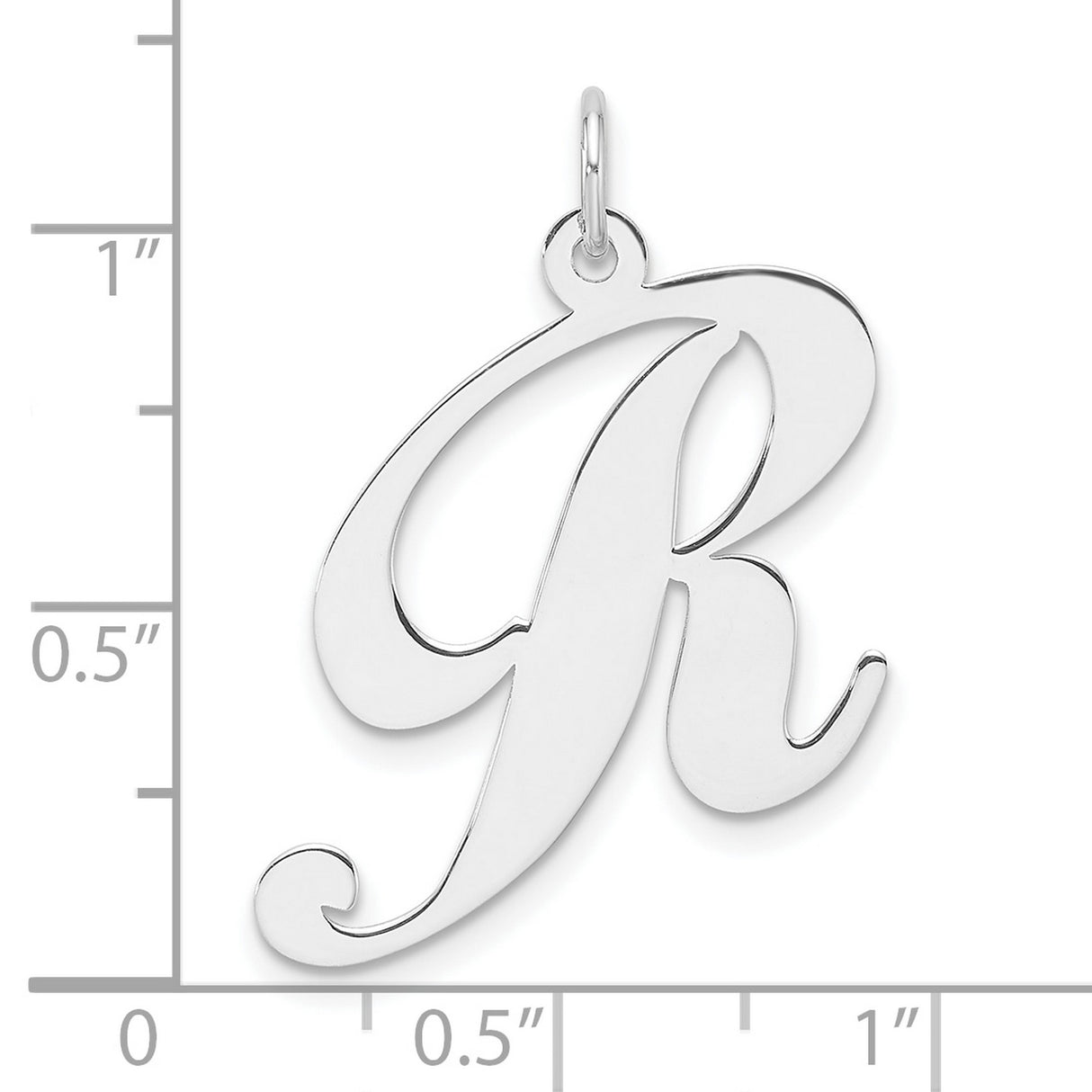 Sterling Silver Script Letter R Pendant, Polished Cursive Initial Charm for Women or Unisex Wear