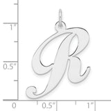 Sterling Silver Script Letter R Pendant, Polished Cursive Initial Charm for Women or Unisex Wear
