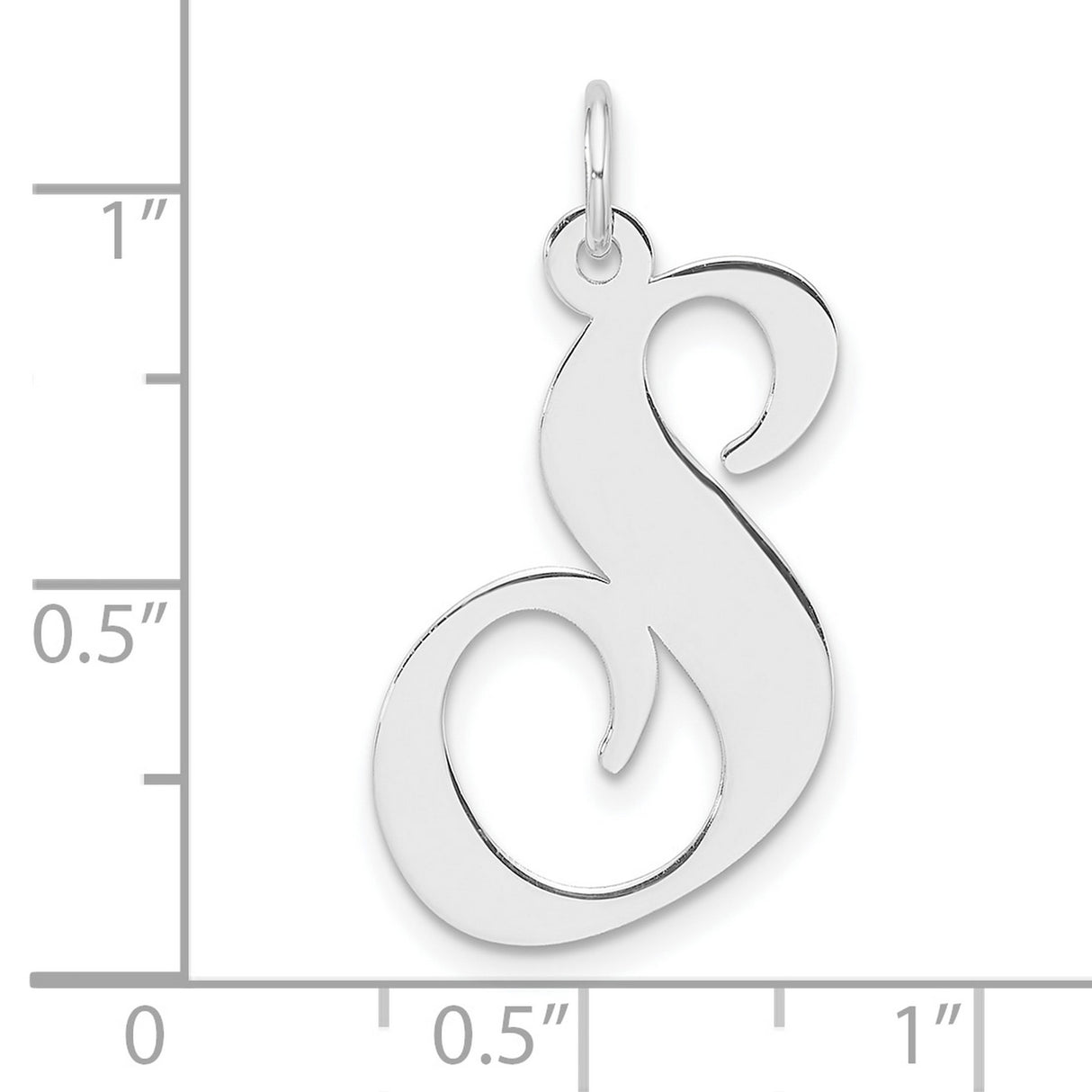 Sterling Silver Initial S Pendant, Script Letter Charm with Polished Finish