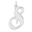 Sterling Silver Initial S Pendant, Script Letter Charm with Polished Finish