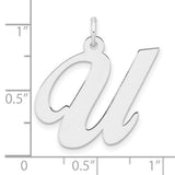 Sterling Silver Script Initial U Pendant, Polished Uppercase Letter Charm for Women or Unisex