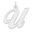 Sterling Silver Script Initial U Pendant, Polished Uppercase Letter Charm for Women or Unisex