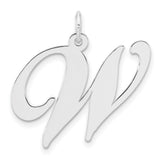 Sterling Silver Initial Pendant, Script Letter W Charm, Cursive Monogram Jewelry for Women