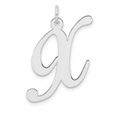 Sterling Silver Script Initial Pendant, Letter K Cursive Monogram Charm for Women