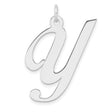Sterling Silver Lowercase Y Initial Pendant, Script Font Monogram Charm for Women or Unisex Wear