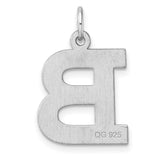 Sterling Silver Letter B Pendant Charm, Polished Block Initial Monogram Design