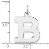 Sterling Silver Letter B Pendant Charm, Polished Block Initial Monogram Design
