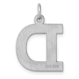 Sterling Silver Letter D Pendant Charm, Polished Block Initial, Unisex Monogram Jewelry