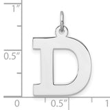 Sterling Silver Letter D Pendant Charm, Polished Block Initial, Unisex Monogram Jewelry