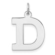 Sterling Silver Letter D Pendant Charm, Polished Block Initial, Unisex Monogram Jewelry