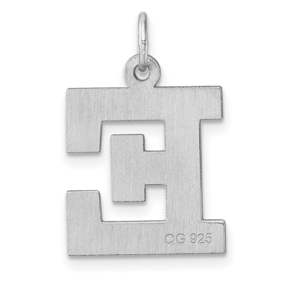 Sterling Silver Letter E Pendant, Bold Block Design, Polished Finish, Unisex Initial Charm