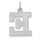 Sterling Silver Letter E Pendant, Bold Block Design, Polished Finish, Unisex Initial Charm