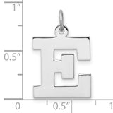 Sterling Silver Letter E Pendant, Bold Block Design, Polished Finish, Unisex Initial Charm