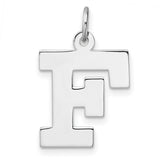 Sterling Silver Letter F Pendant, Bold Block Initial Charm for Men or Women