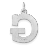 Sterling Silver Initial Pendant Letter G Charm, Polished Block Design, Unisex Monogram Jewelry