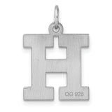 Sterling Silver Letter H Pendant Charm, Bold Block Initial Design, Unisex Alphabet Jewelry
