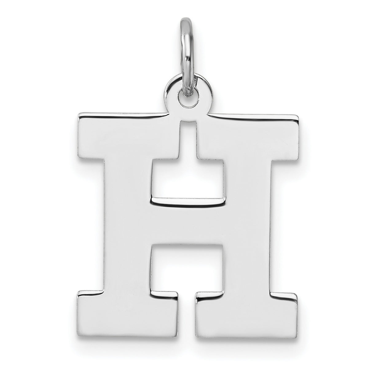 Sterling Silver Letter H Pendant Charm, Bold Block Initial Design, Unisex Alphabet Jewelry