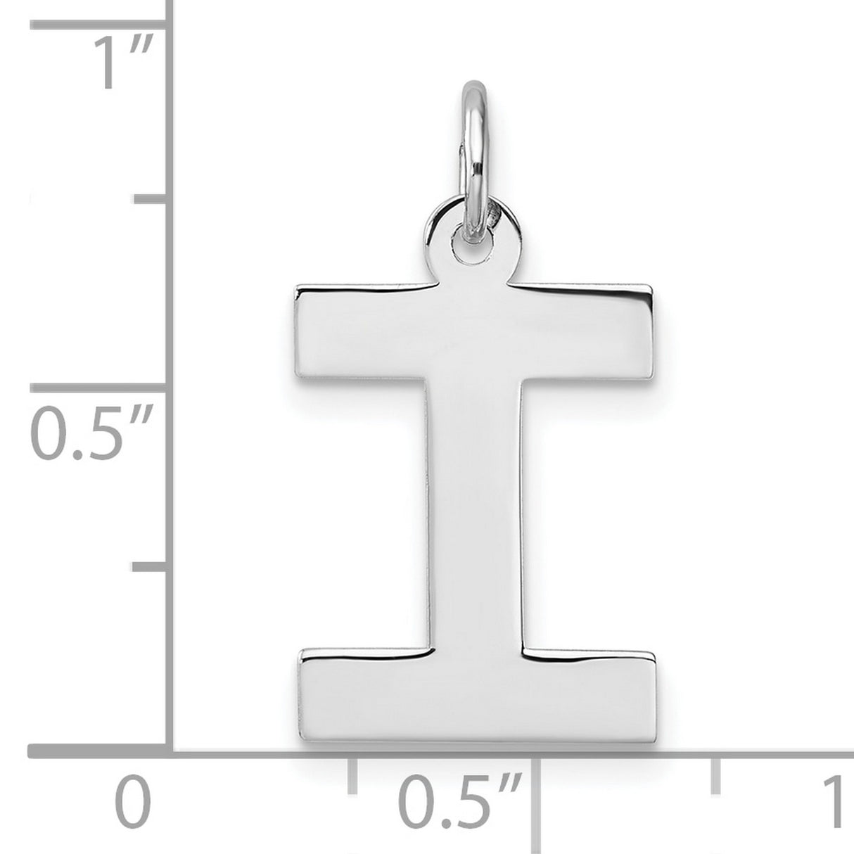 Sterling Silver Pendant Charm with Capital Letter I, Polished Initial Jewelry for Men and Women
