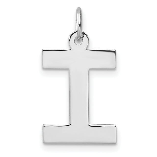 Sterling Silver Pendant Charm with Capital Letter I, Polished Initial Jewelry for Men and Women