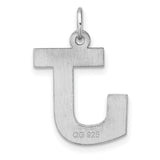 Sterling Silver Letter J Pendant, Bold Block Initial Charm in Modern Font