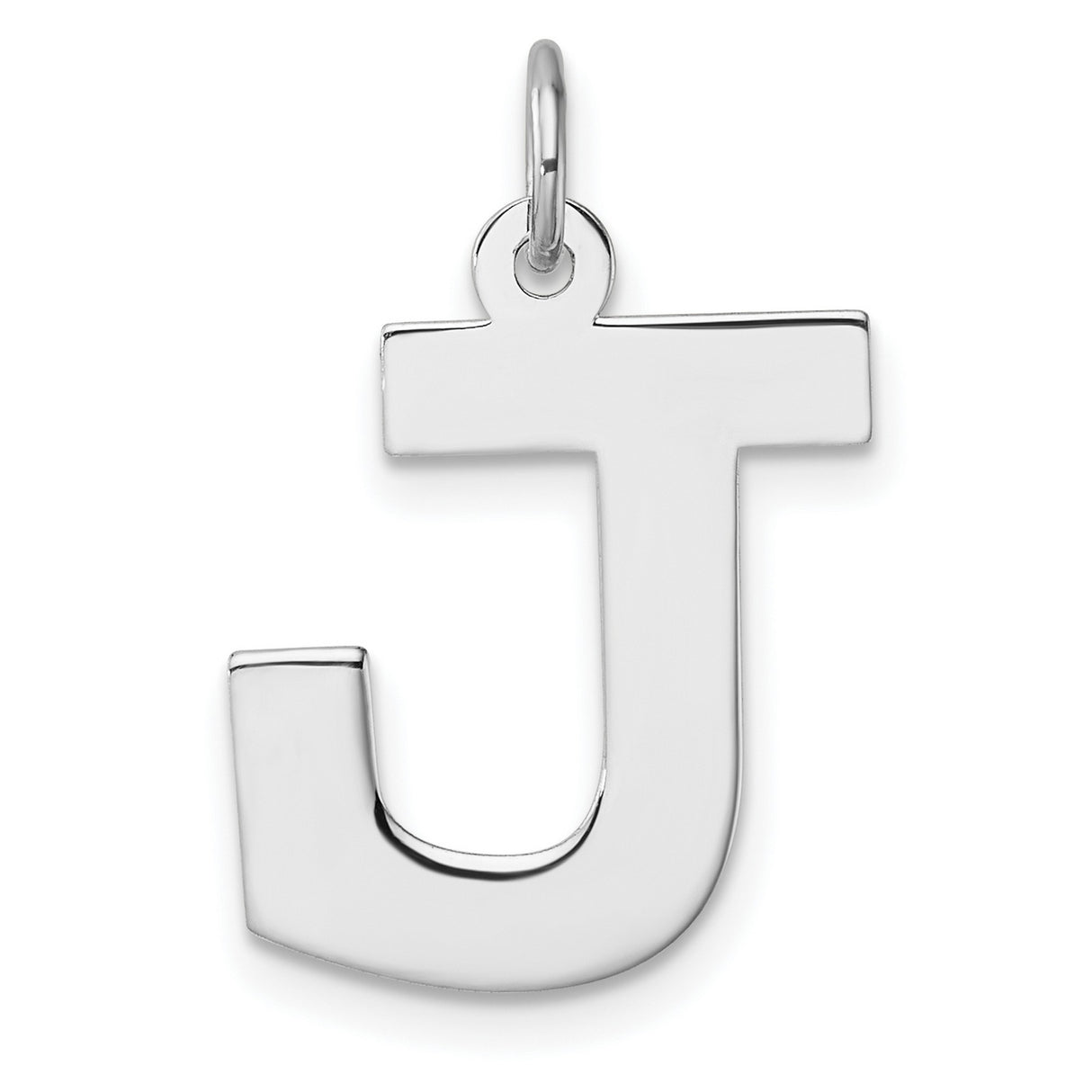 Sterling Silver Letter J Pendant, Bold Block Initial Charm in Modern Font