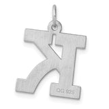 Sterling Silver Letter K Pendant Charm, Bold Polished Initial Necklace for Women or Unisex Wear