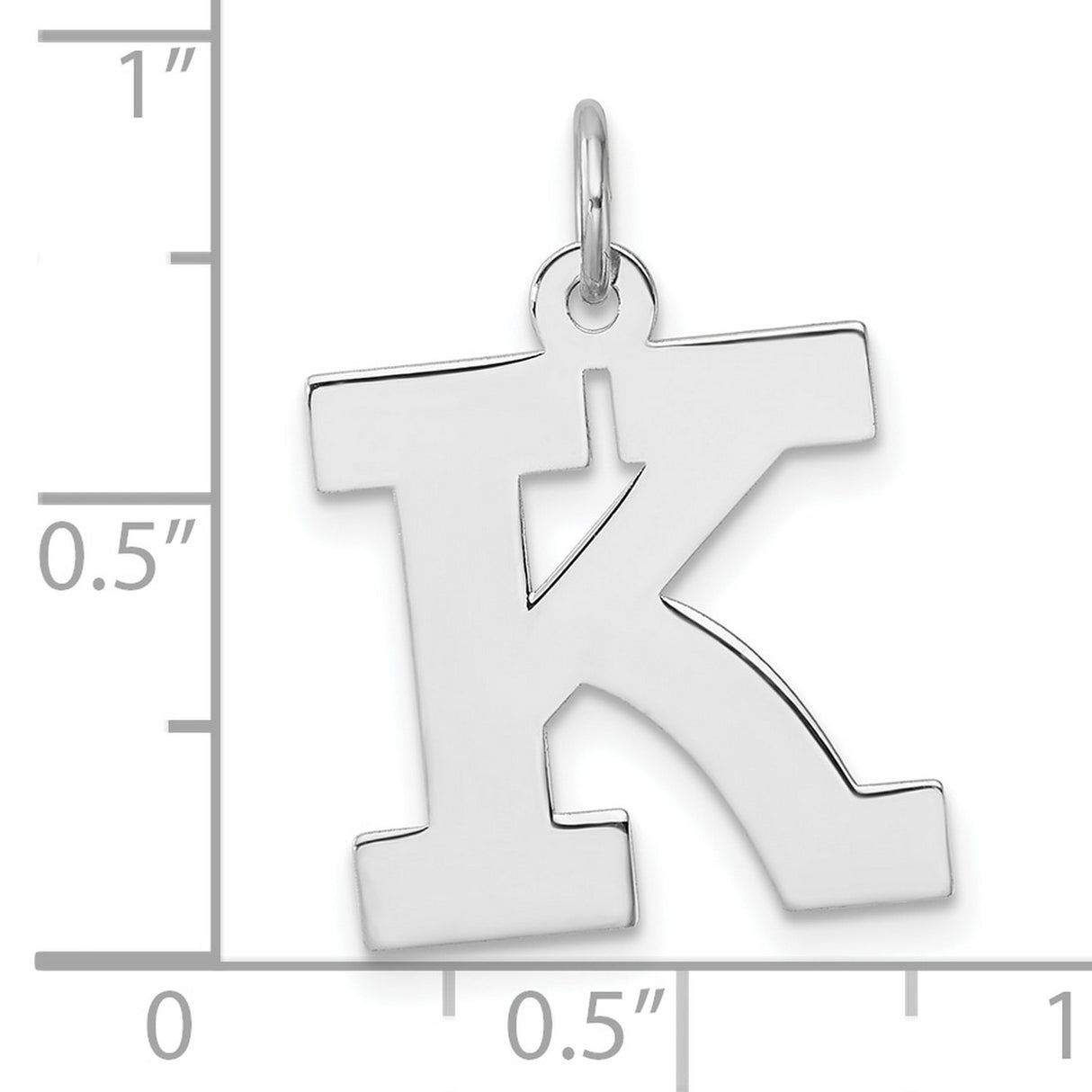 Sterling Silver Letter K Pendant Charm, Bold Polished Initial Necklace for Women or Unisex Wear