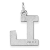 Sterling Silver Letter L Pendant, Polished Block Initial Charm, Modern Monogram Jewelry
