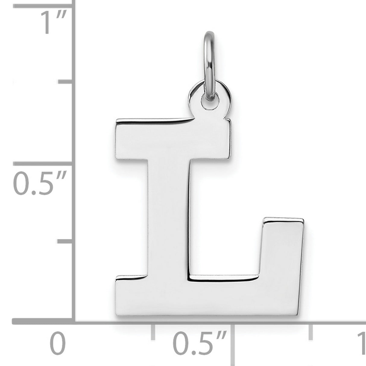 Sterling Silver Letter L Pendant, Polished Block Initial Charm, Modern Monogram Jewelry