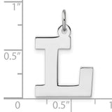 Sterling Silver Letter L Pendant, Polished Block Initial Charm, Modern Monogram Jewelry