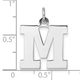 Sterling Silver Initial M Pendant or Charm, Bold Block Letter Monogram Jewelry for Women or Unisex