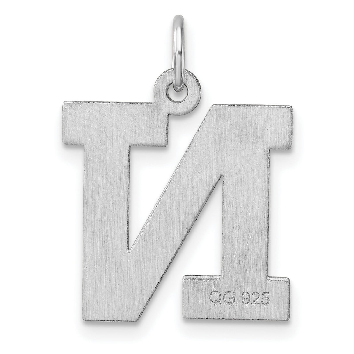 Sterling Silver Letter N Pendant, Bold Block Initial Charm, Unisex Monogram Jewelry